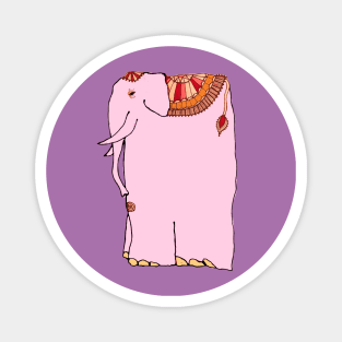 Fanciful pink elephant wearing colorful blanket - for those who say I Love Elephants. Magnet